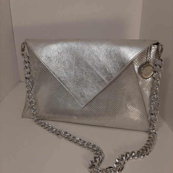 Silver Leather Envelope Bag - Picture 1 of 5